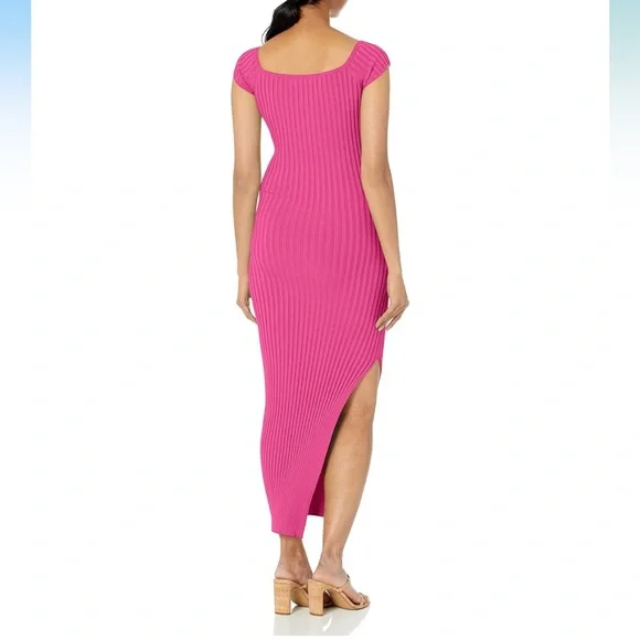 NWT ASTR The Label Loriana Dress Size XL Pink Ribbed Bodycon Off the Shoulder - Picture 3 of 16
